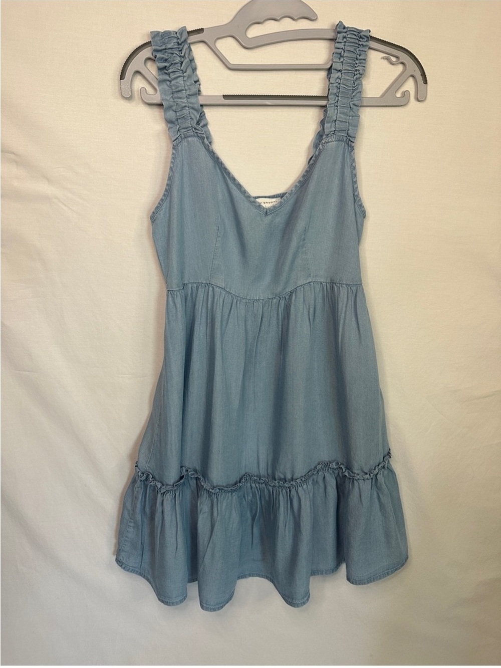 Blu Pepper Light Blue Ruffle Strap Tiered Sundress